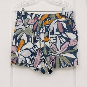 Nicole Miller New York 100% Linen Tropical Floral Pull-On Shorts Women’s Medium